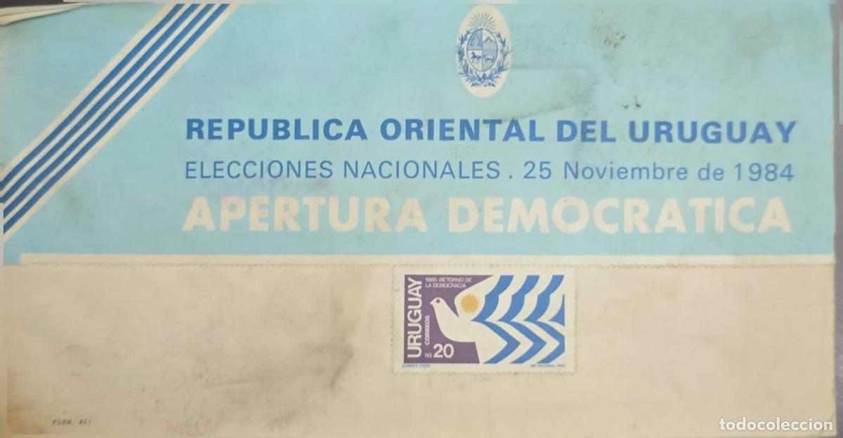Stamps: CMI) 1984. URUGUAY. ELECCIONES NACIONALES APERTURA DEMOCR&Aacute;TICA SERIES DESIGN FEATURING A WHITE PEACE