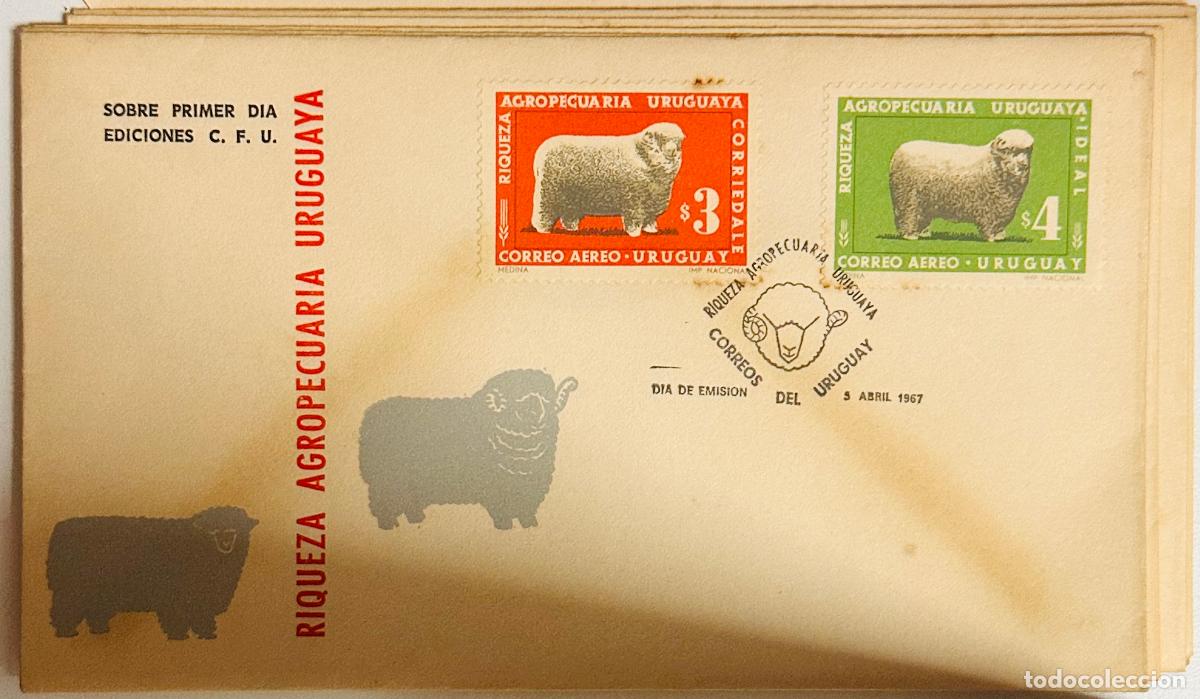 Francobolli: CMI) 1967. URUGUAY. FEATURING CORRIEDALE AND IDEAL SHEEP LIVESTOCK ILLUSTRATIONS IN RED AND GREEN FR