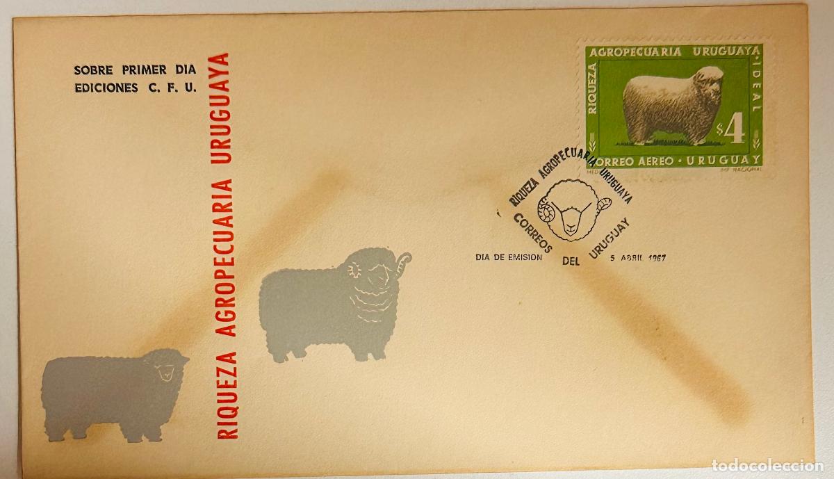 Francobolli: CMI) 1967. URUGUAY. IDEAL SHEEP LIVESTOCK ILLUSTRATION IN A GREEN FRAME FROM RIQUEZA AGROPECUARIA UR