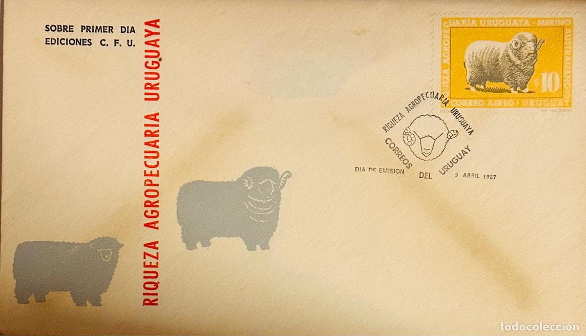 Sellos: CMI) 1967. URUGUAY. AUSTRALIAN MERINO SHEEP LIVESTOCK ILLUSTRATION IN A YELLOW FRAME FROM RIQUEZA AG