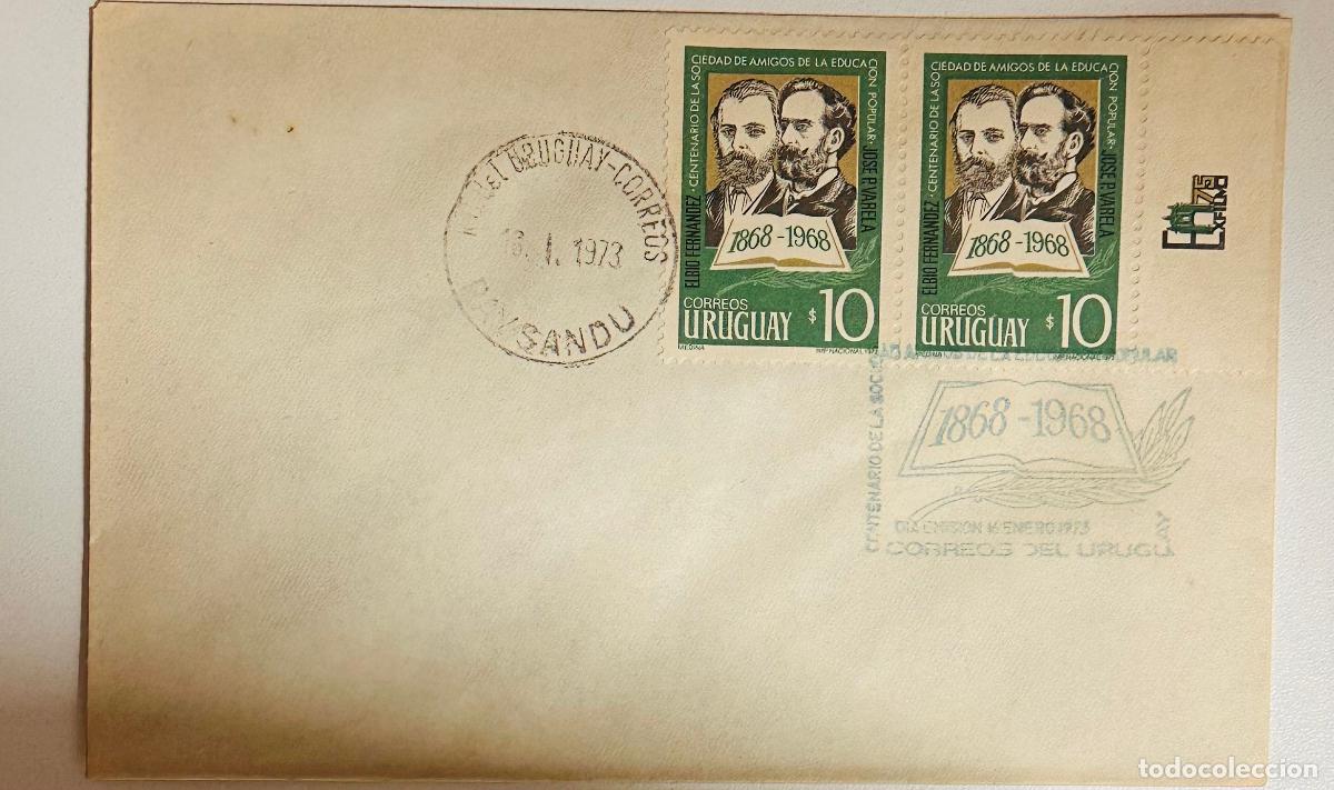 Sellos: CMI) 1973. URUGUAY. TWO-STAMP COMPENDIUM FEATURING TWO MALE PORTRAITS FROM THE CENTENARY OF THE SOCI