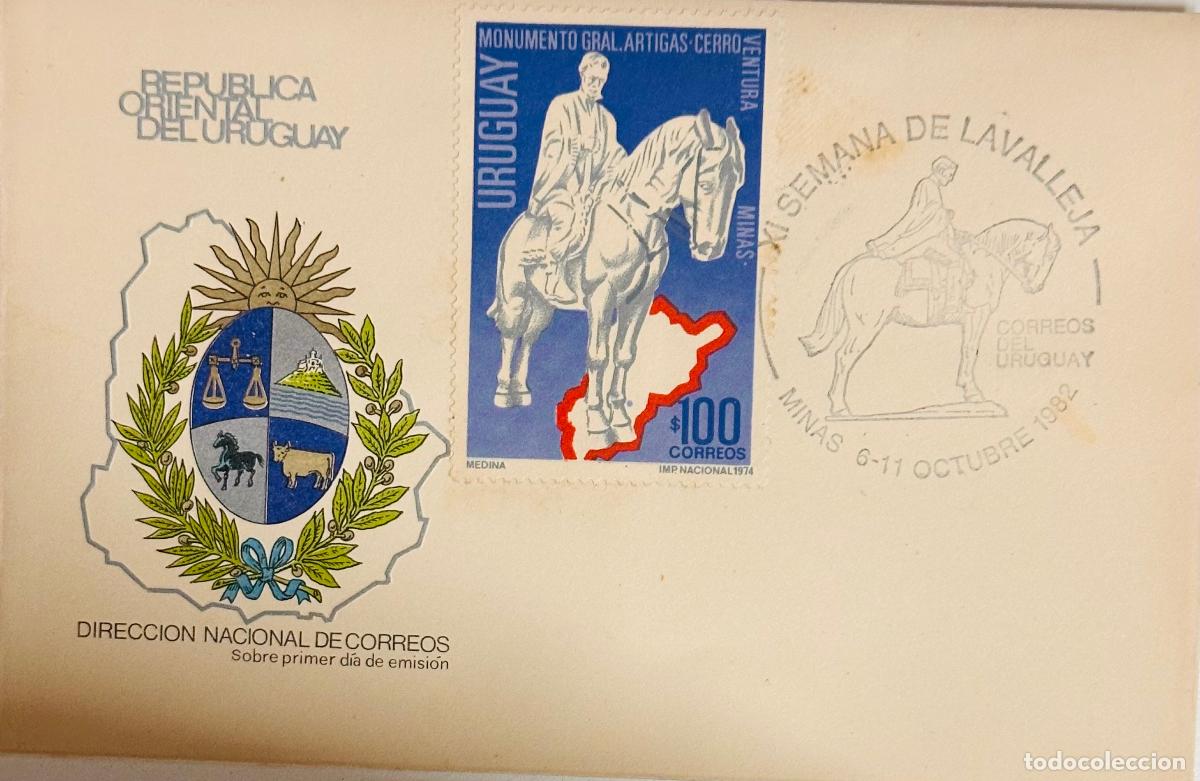 Sellos: CMI) 1982. URUGUAY. EQUESTRIAN STATUE PORTRAIT IN BLUE FRAME FROM MONUMENTO GRAL. ARTIGAS CERRO VENT