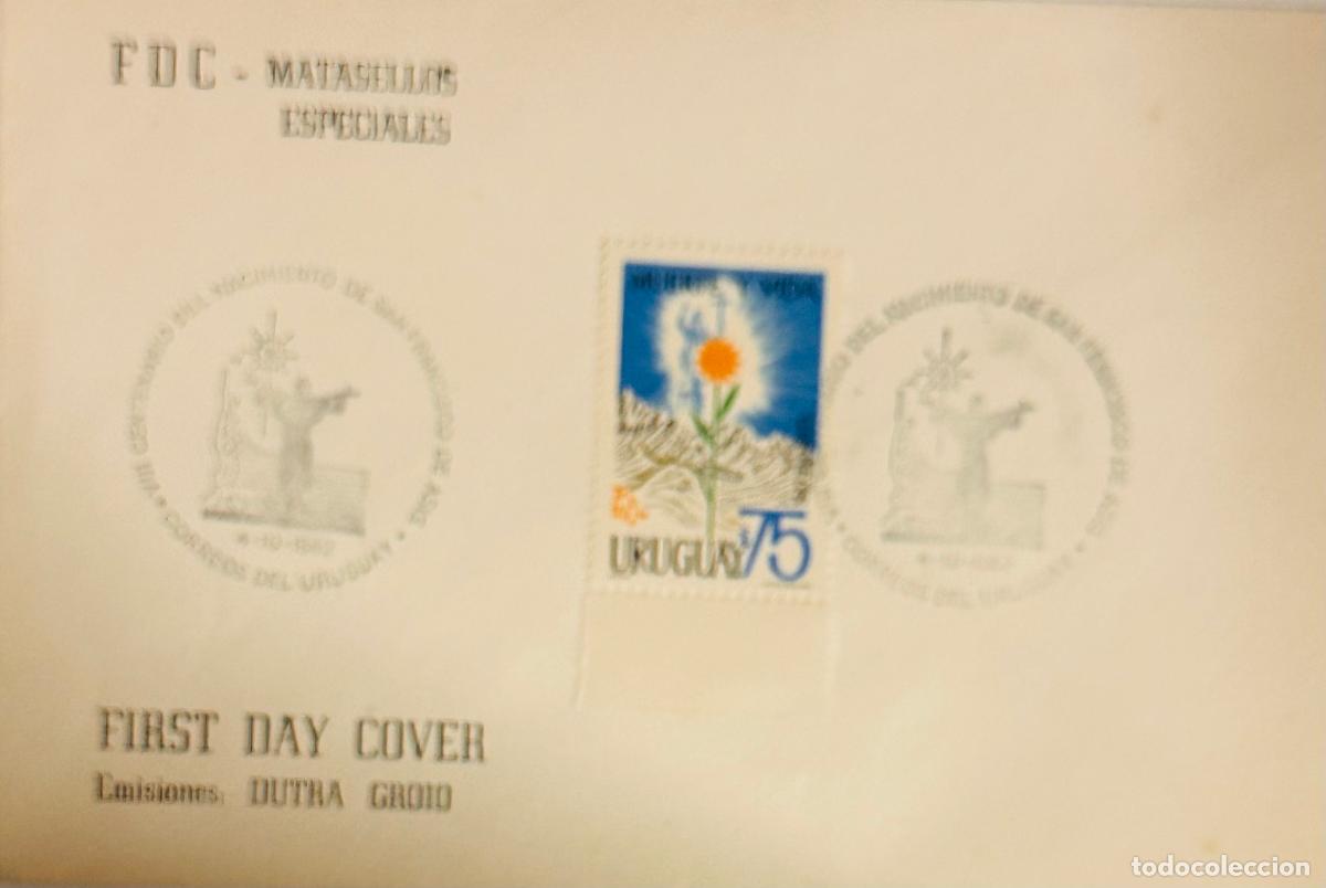 Sellos: CMI) 1982. URUGUAY. SACRED ILLUSTRATION FEATURING A FLOWER IN THE CENTER FROM SAN FRANCISCO DE AS&Iacute;S