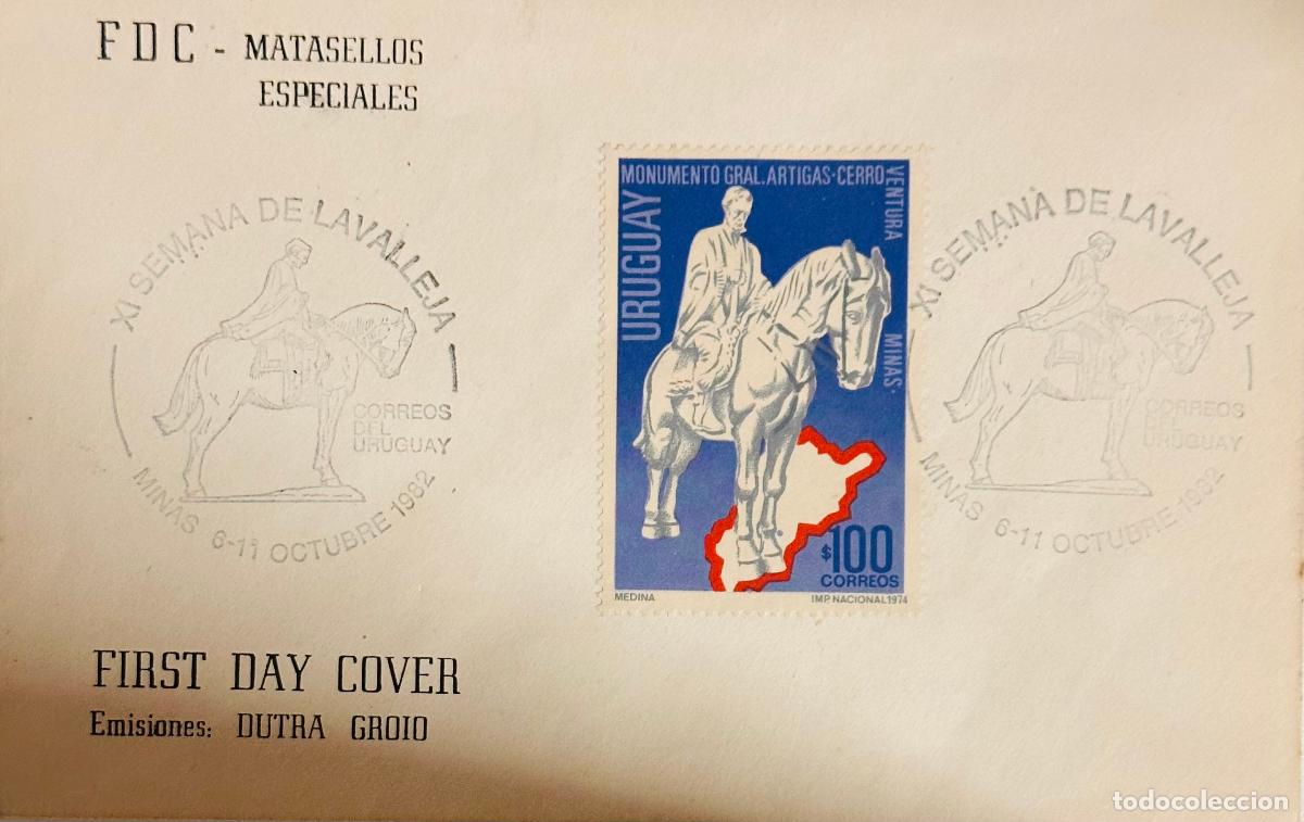 Sellos: CMI) 1982. URUGUAY. EQUESTRIAN STATUE PORTRAIT IN BLUE FRAME FROM MONUMENTO GRAL. ARTIGAS CERRO VENT