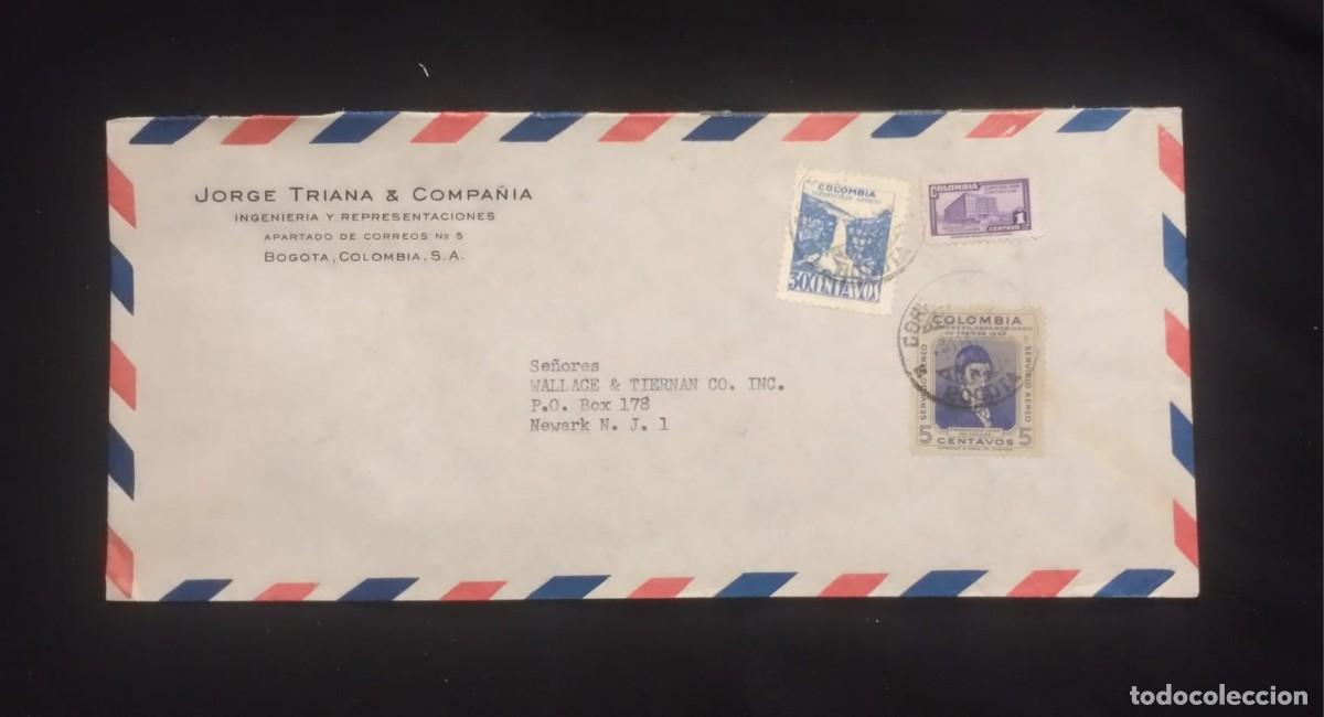 Sellos: TS) 1940 COLOMBIA, COVER SENT FROM BOGOT&Aacute; TO NEW JERSEY, USA, AIRMAIL,WITH THE ANNIVERSARY OF THE DE