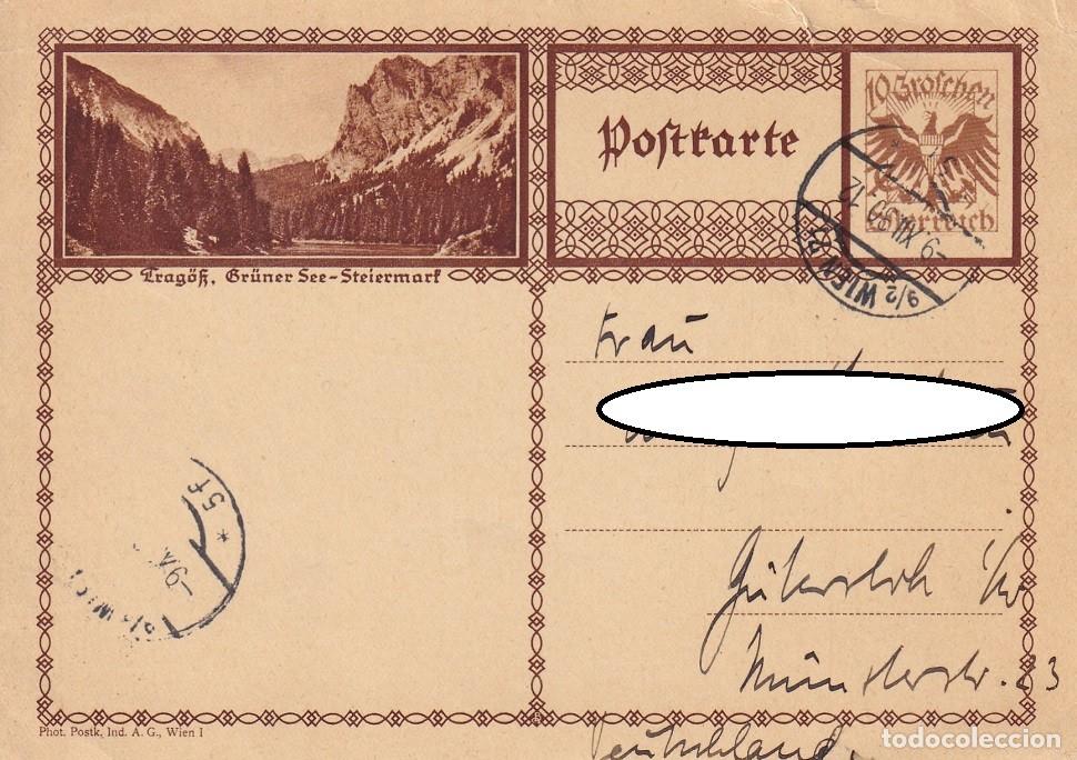 Francobolli: Entero postal Austria 1930 - Trag&ouml;ss, Gr&uuml;ner See, Steiermark - Texto manuscrito en alem&aacute;n