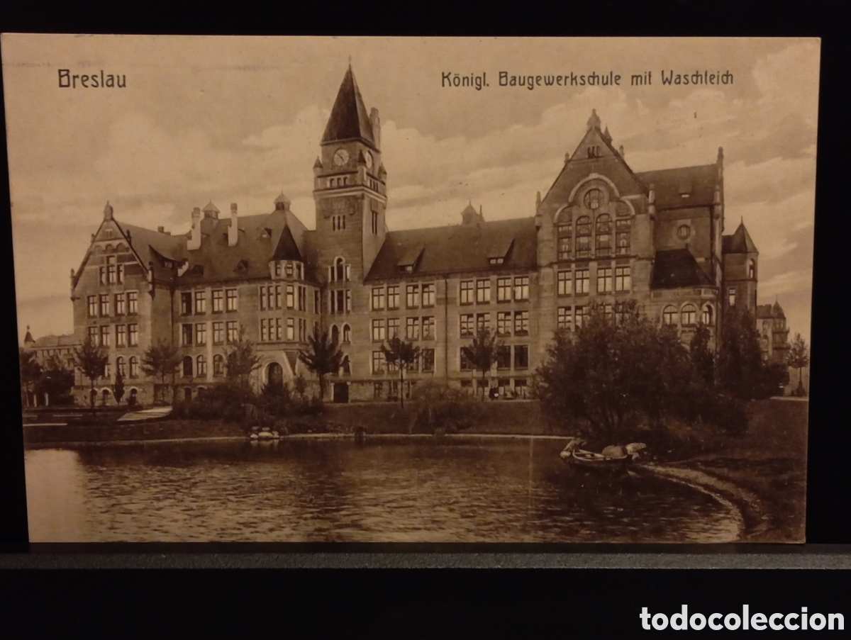Sellos: &rdquo;Breslau 1915 Feldpostkarte, K&ouml;nigl. Baugewerkschule, WWI, franquicia militar&rdquo;