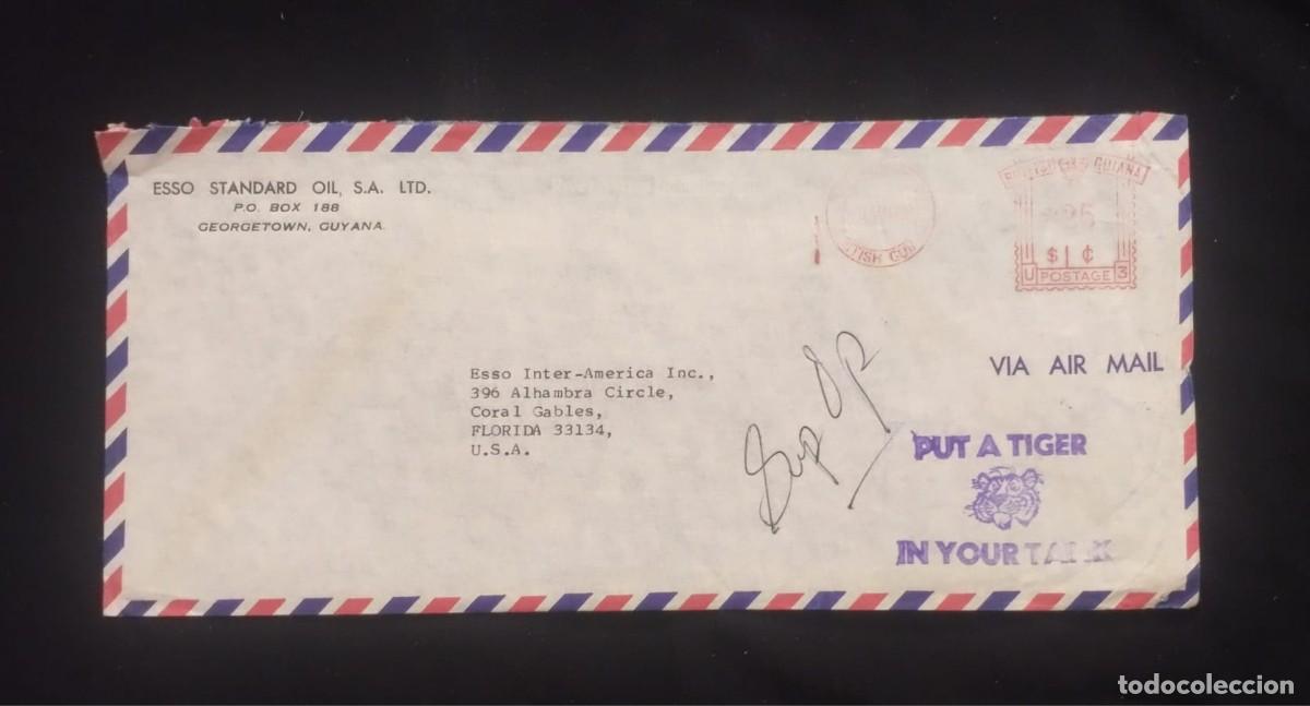 Sellos: TS) CIRCA 1966 BRITISH GUIANA,MECHANICAL POSTAGE, AIRMAIL, COVER SENT FROM GEORGETOWN TO FLORIDA, US