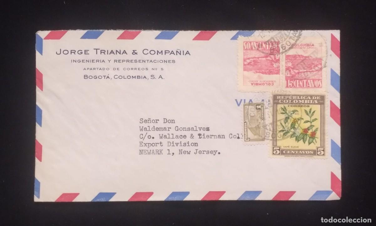 Sellos: TS) 1947 COLOMBIA, COVER SENT FROM BOGOT&Aacute; TO NEW JERSEY, USA, AIRMAIL, WITH THE MINISTRY OF POSTS AN