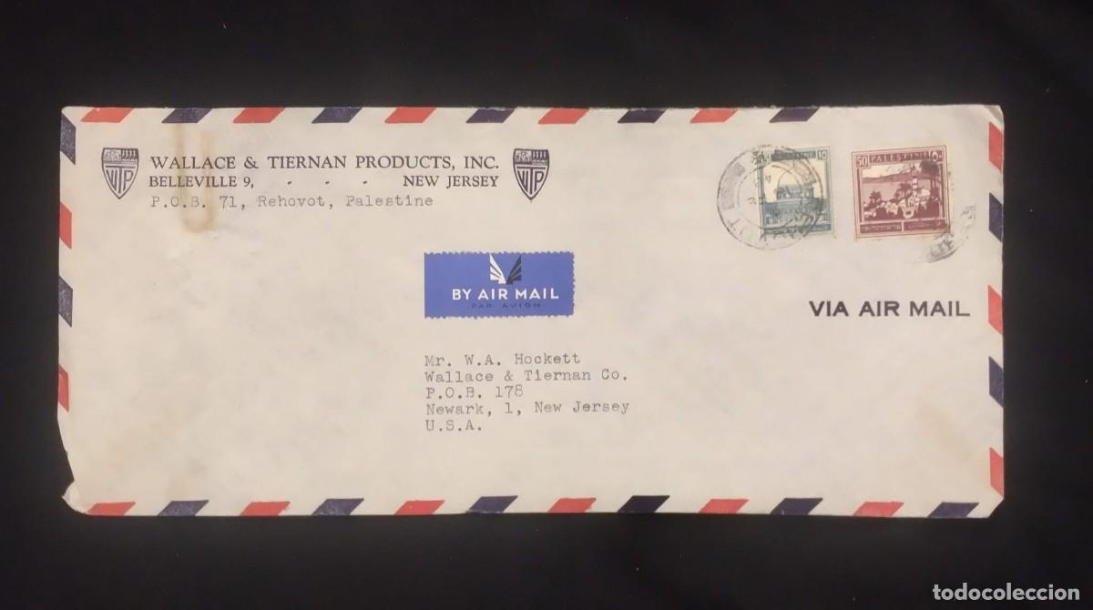 Sellos: TS) 1948 PALESTINE, AIRMAIL, COVER SENT FROM REHOVOT TO NEW JERSEY, USA. FROM BRITISH PALESTINE THE