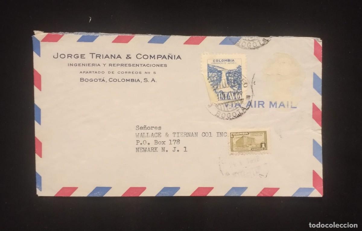 Sellos: TS) 1951 COLOMBIA, COVER SENT FROM BOGOTA TO NEW JERSEY, USA, AIRMAIL, WITH THE COMMUNICATIONS PALAC