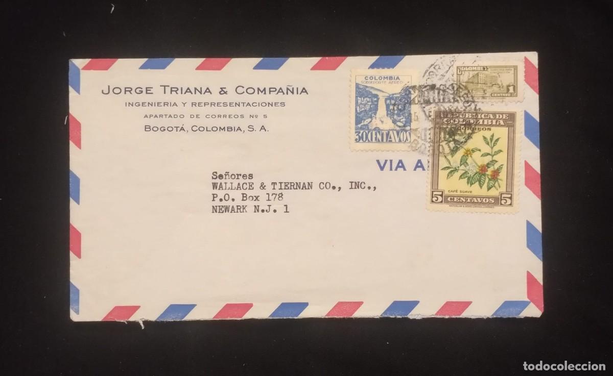 Sellos: TS) CIRCA 1950 COLOMBIA, COVER SENT FROM BOGOTA TO NEW JERSEY, USA, WITH THE COMMUNICATIONS PALACE I
