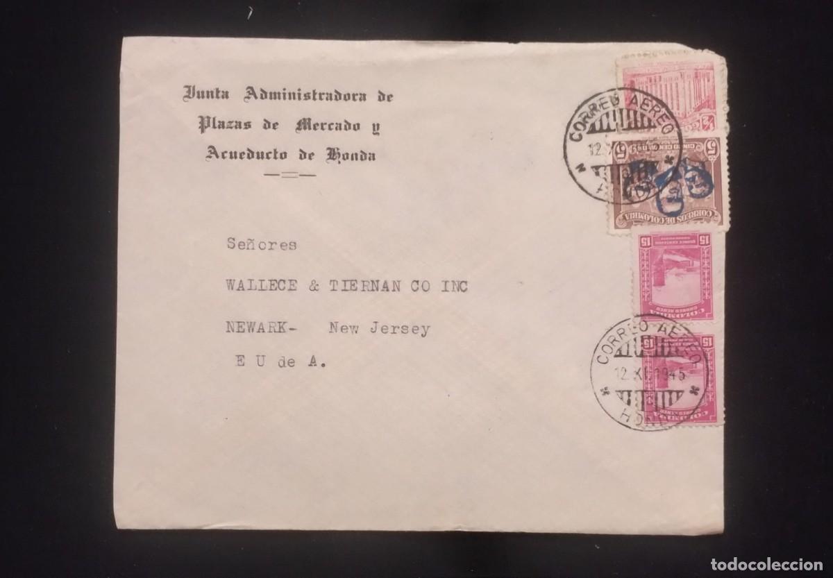 Sellos: TS) 1945 COLOMBIA, COVER SENT FROM HONDA TO NEW JERSEY, USA; WORLD WAR II, ALLIED CONFERENCE IN TEHR
