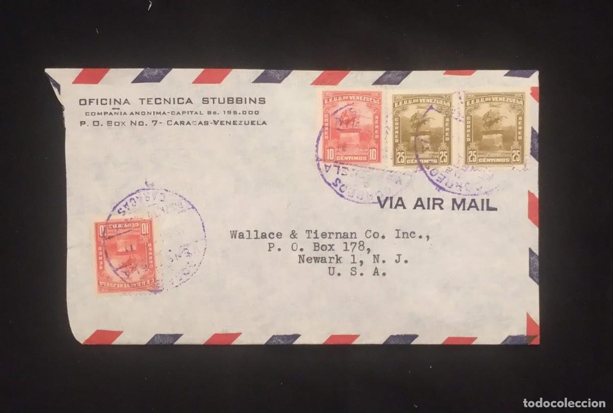 Sellos: TS) CIRCA 1953 VENEZUELA, COVER SENT FROM CARACAS TO NEW JERSEY, USA, AIRMAIL, ANNIVERSARY OF THE DE