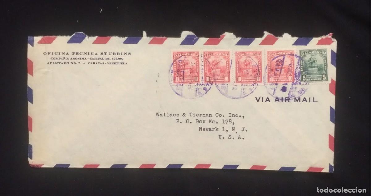 Sellos: TS) CIRCA 1950 VENEZUELA, COVER SENT FROM CARACAS TO NEW JERSEY, USA, AIRMAIL, ANNIVERSARY OF THE DE