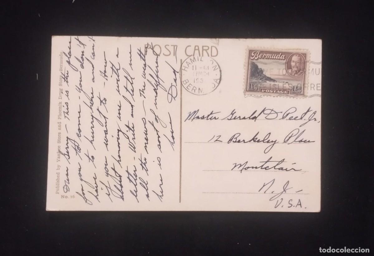 Sellos: TS) 1930 BERMUDA, POSTCARD, SLOGAN CANCELLATION, COVER SENT FROM HAMILTON TO NEW JERSEY, USA, KING G
