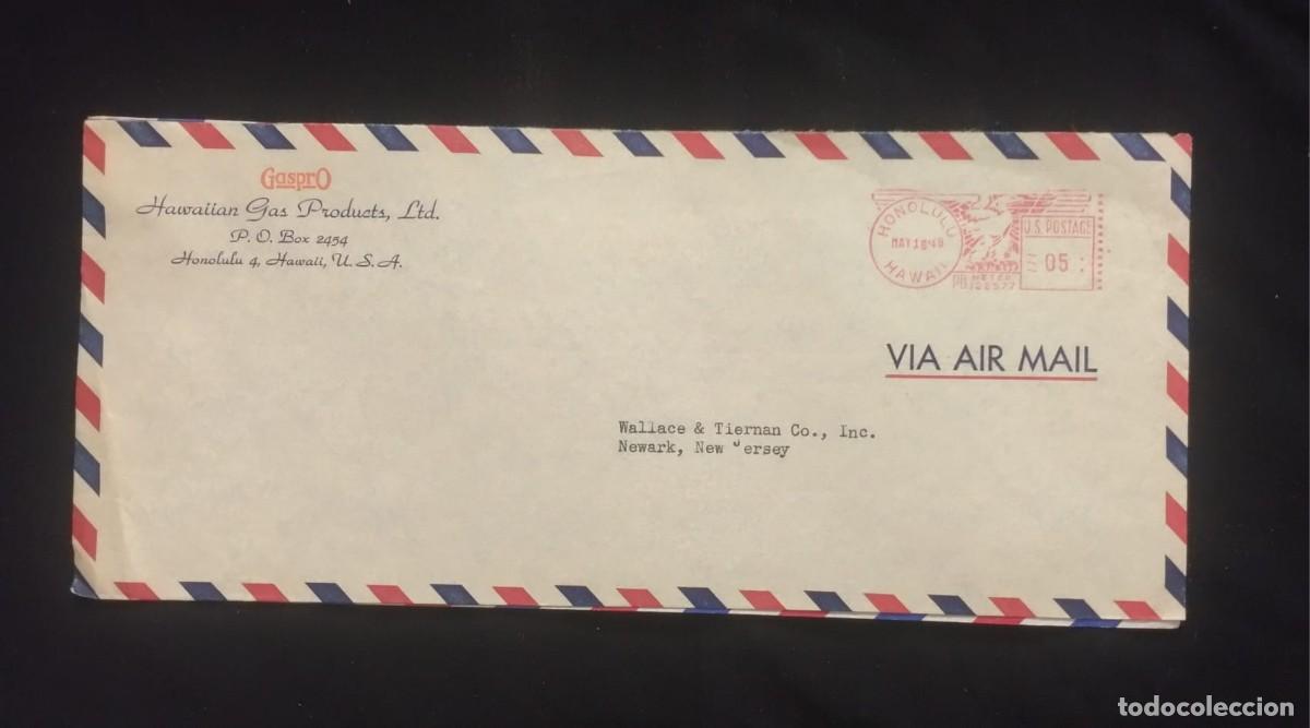 Sellos: TS) 1948 HAWAII, MECHANICAL POSTAGE, AIRMAIL, COVER SENT FROM HONOLULU TO NEW JERSEY. VF.