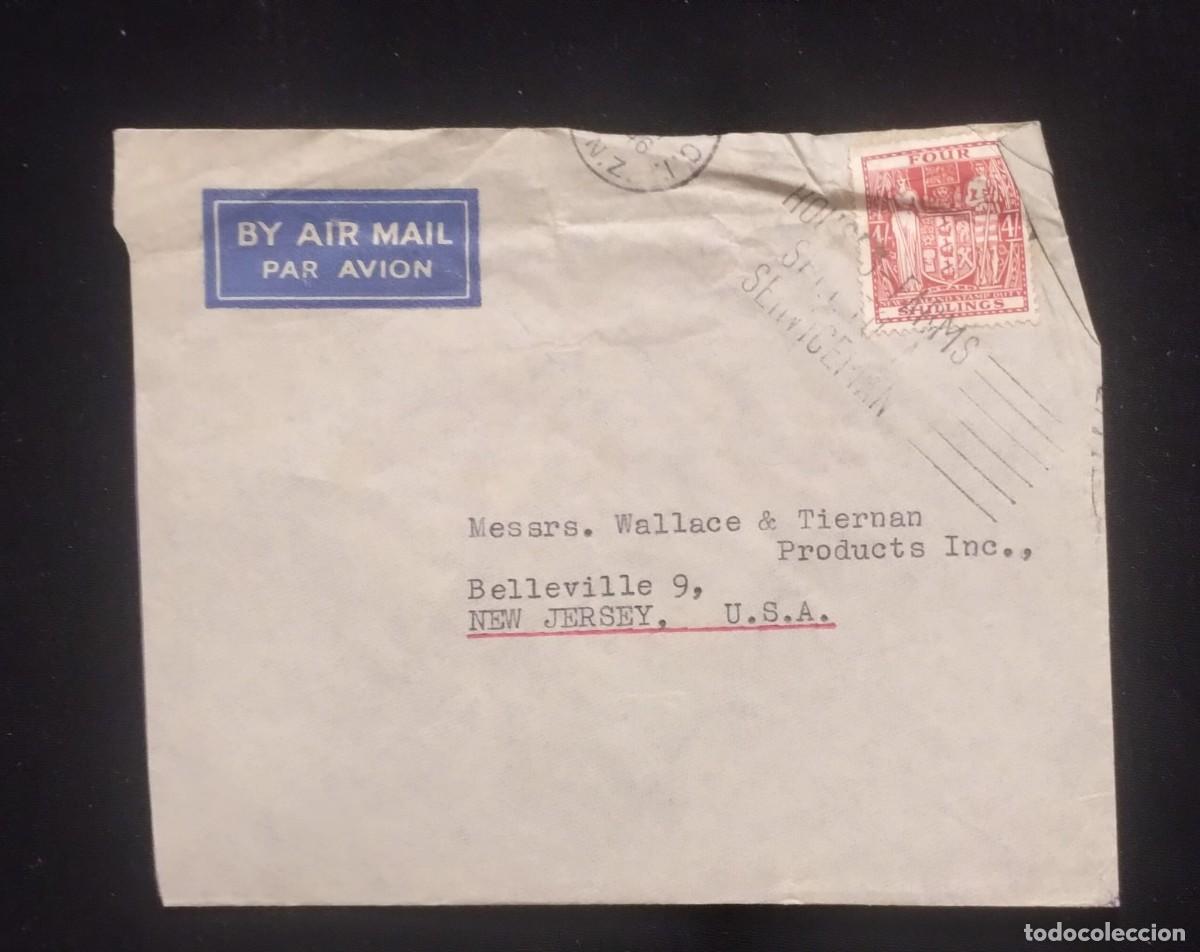 Sellos: TS) 1946 NEW ZEALAND, SLOGAN CANCELLATION, COVER SENT FROM WELLINGTON TO NEW JERSEY, AIRMAIL,THE NAT