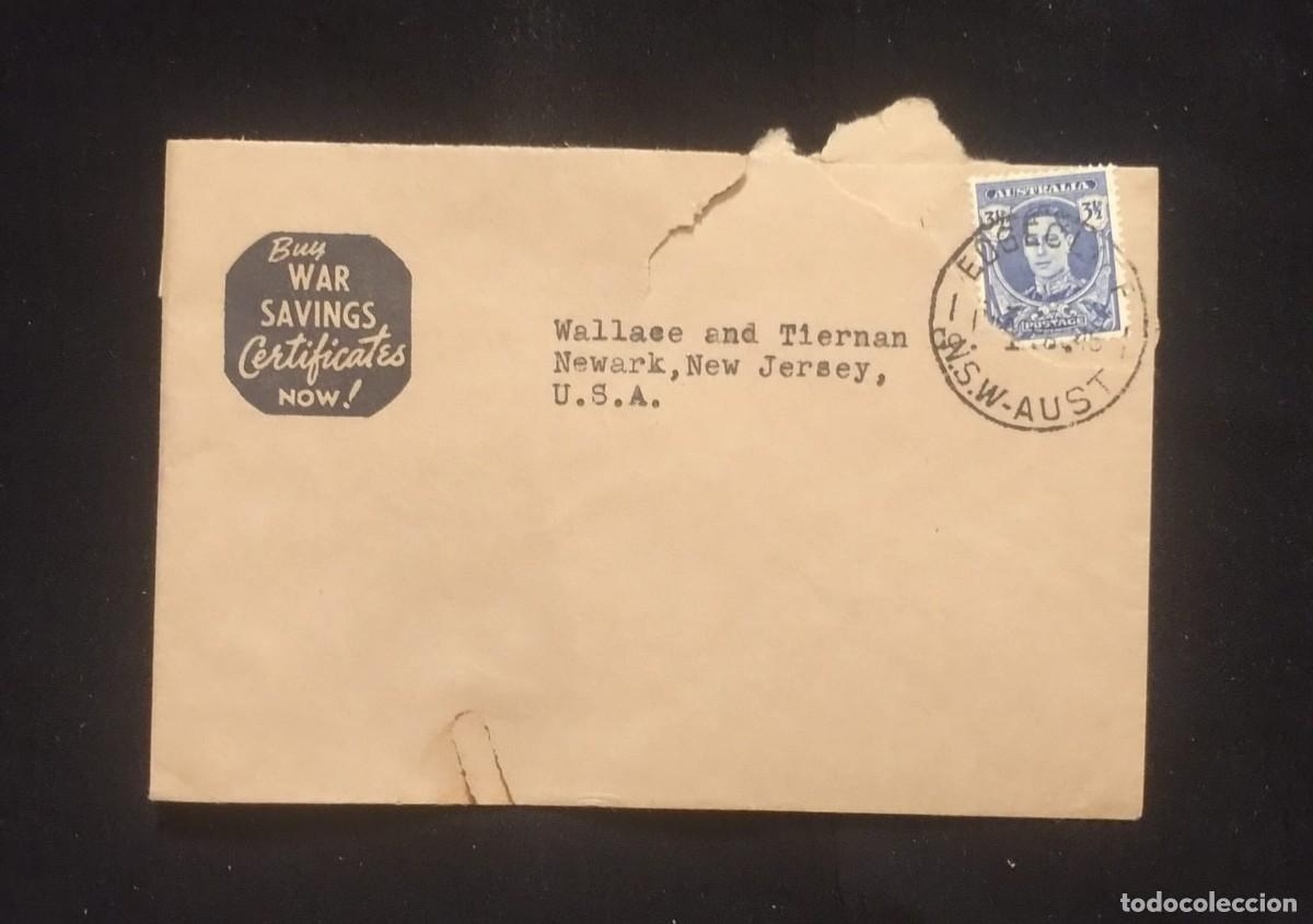 Sellos: TS) CIRCA 1945 AUSTRALIA, COVER SENT FROM NEW SOUTH WALES TO NEW JERSEY, WITH THE KING GEORGE VI OF