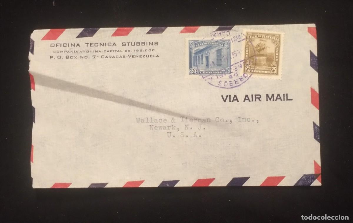 Sellos: TS) 1940 VENEZUELA, COVER SENT FROM CARACAS TO NEW JERSEY, AIRMAIL, WITH THE ANNIVERSARY OF THE DEAT