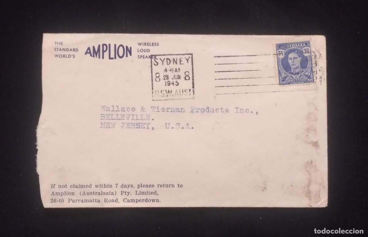 Sellos: TS) 1945 AUSTRALIA,CANCELLATION STAMPS, COVER SENT FROM SYDNEY TO NEW JERSEY, WITH THE KING GEORGE V