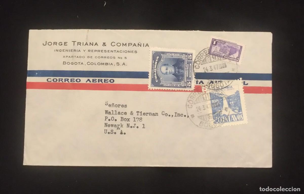 Sellos: TS) 1947 COLOMBIA, AIRMAIL, WITH THE ANNIVERSARY OF THE DEATH OF ANDRES BELLO, THE COMMUNICATIONS PA