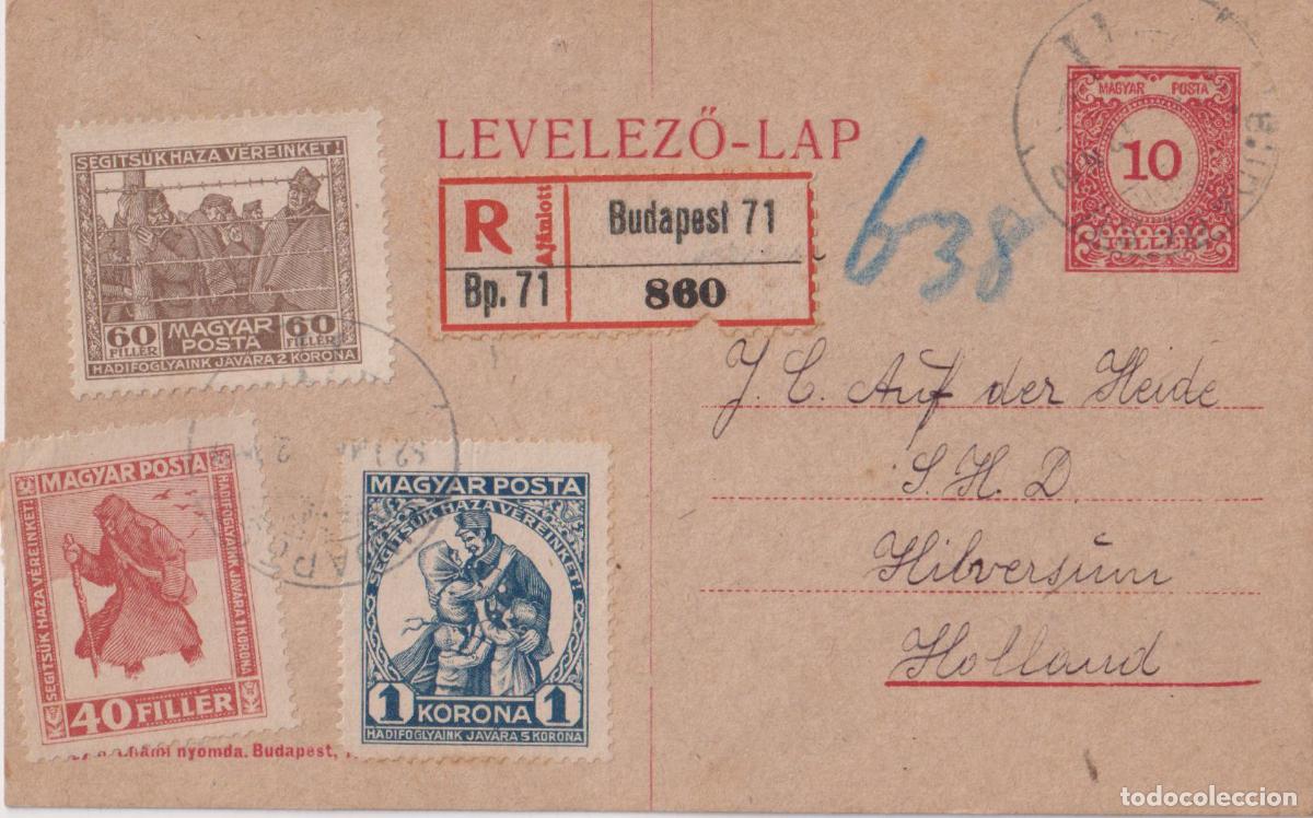 Sellos: TARJETA ENTERO POSTAL CIRCULADA - BUDAPEST (HUNGRIA) A HILVERSUM (HOLANDA) - SELLOS 1&ordf; GUERRA