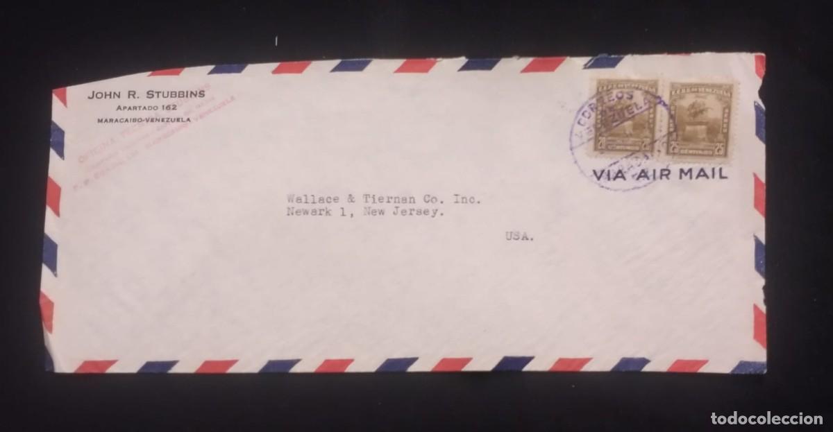 Briefmarken: TS) 1945 VENEZUELA, COVER SENT FROM MARACAIBO TO NEW JERSEY, AIRMAIL, WITH THE ANNIVERSARY OF THE DE