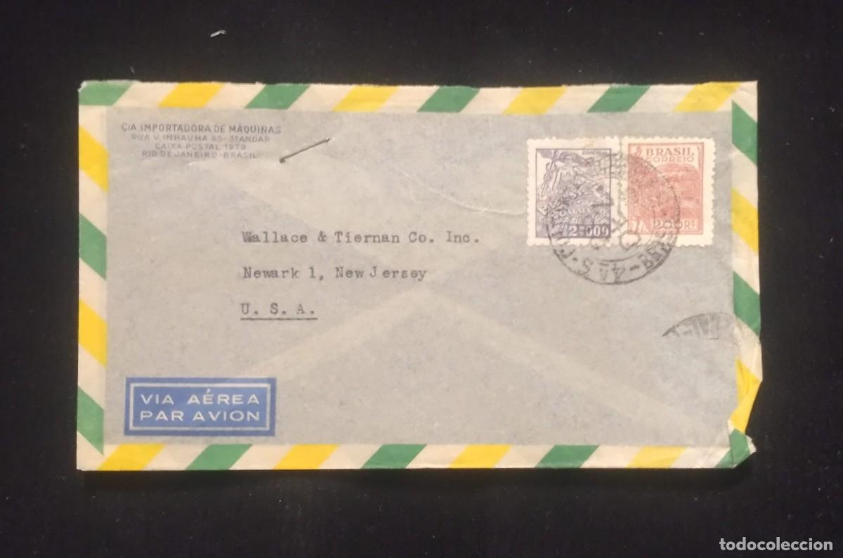 Sellos: TS) CIRCA 1953 BRAZIL,REGISTERED, COVER SENT FROM RIO DE JANEIRO TO NEW JERSEY, AIRMAIL, WITH THE AG