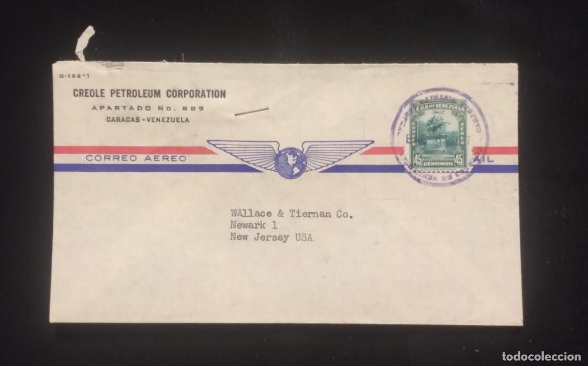 Sellos: TS) CIRCA 1950 VENEZUELA, COVER SENT FROM CARACAS TO NEW JERSEY, AIRMAIL, WITH THE ANNIVERSARY OF TH