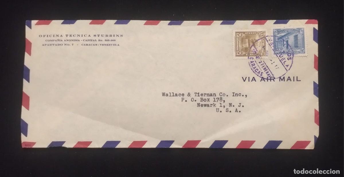 Sellos: TS) CIRCA 1950 VENEZUELA, COVER SENT FROM CARACAS TO NEW JERSEY, AIRMAIL, WITH THE ANNIVERSARY OF TH
