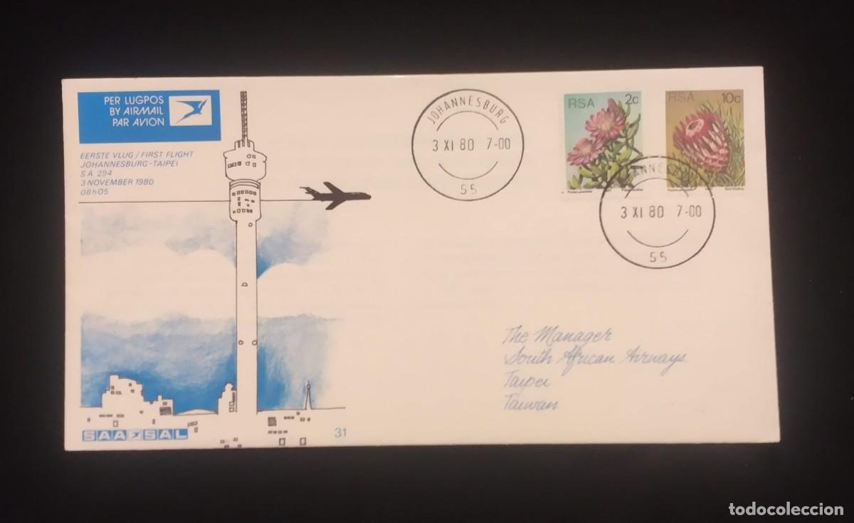 Sellos: TS) 1980 SOUTH AFRICA, POSTAL STATIONARY, FDC, AIRMAIL, WITH THE INAUGURATION OF A DIRECT SCHEDULED