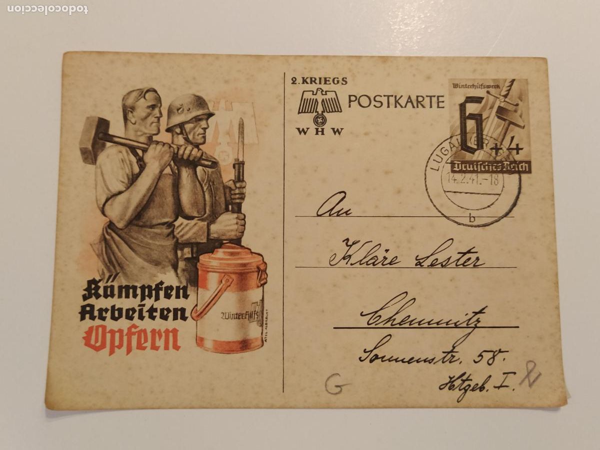 Sellos: NAZISMO - ENTERO POSTAL - CIRCULADO - NAZI -VER FOTOS-(116.518)