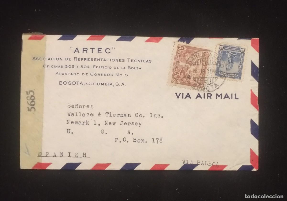 Sellos: TS) CIRCA 1950 COLOMBIA, COVER SENT FROM BOGOT&Aacute; TO NEW JERSEY, AIRMAIL, WITH COFFEE PRODUCTION AND A