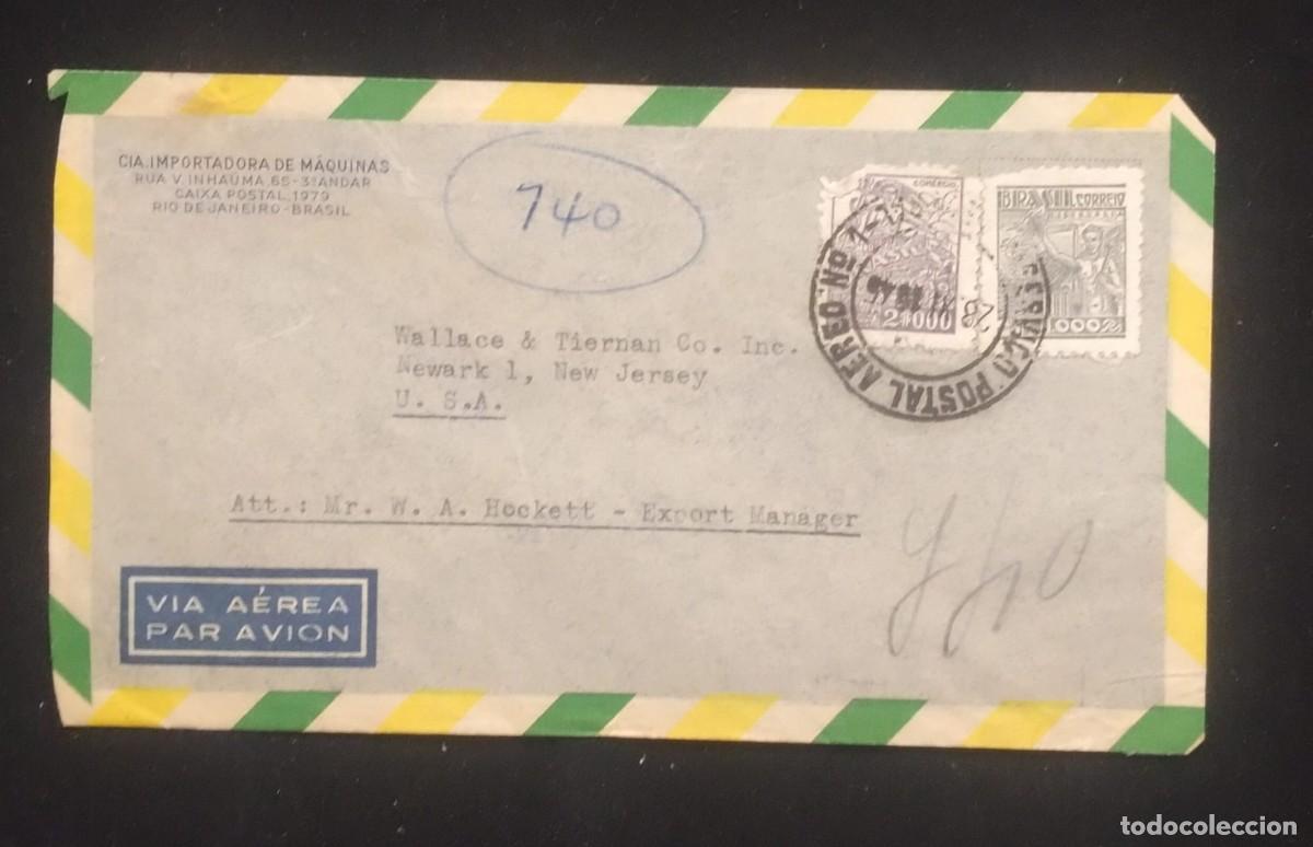 Sellos: TS) 1930 BRAZIL,COVER SENT FROM RIO DE JANEIRO TO NEW JERSEY, AIRMAIL, WITH THE AGRICULTURE ANDIRON