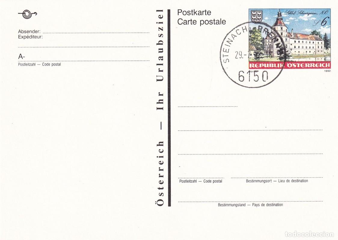 Selos: Entero postal tur&iacute;stico Austria 1992 - Castillo de Schwarzenau - Nuevo pero con matasellos de favor