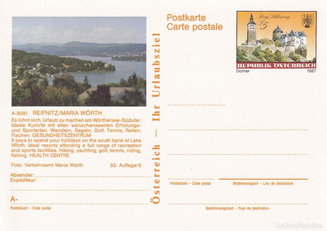 Selos: Entero postal tur&iacute;stico Austria 1987 - Castillo de Schlaining - Paisajes de Reifnitz y Maria W&ouml;rth
