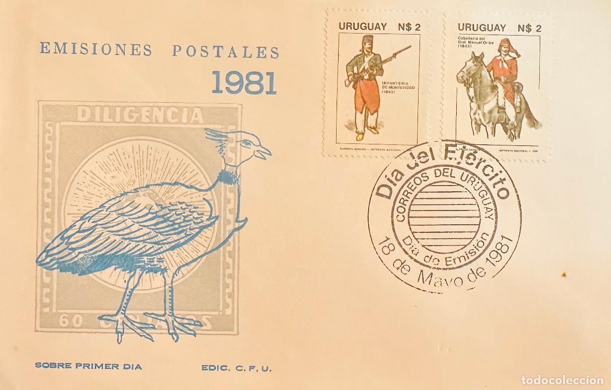 Timbres: CMI) 1981. URUGUAY. TWO-STAMP COMPENDIUM FEATURING MILITARY UNIFORMS ILLUSTRATIONS FROM INFANTER&Iacute;A D