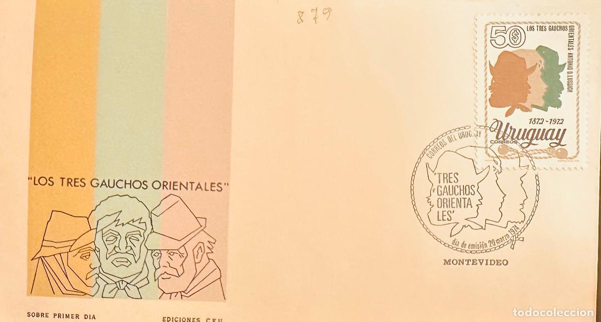 Timbres: &rdquo;CMI) 1974. URUGUAY. THREE HUMAN PROFILES ILLUSTRATION IN FRAMES FROM &rdquo;&rdquo;LOS TRES GAUCHOS ORIENTALES&rdquo;