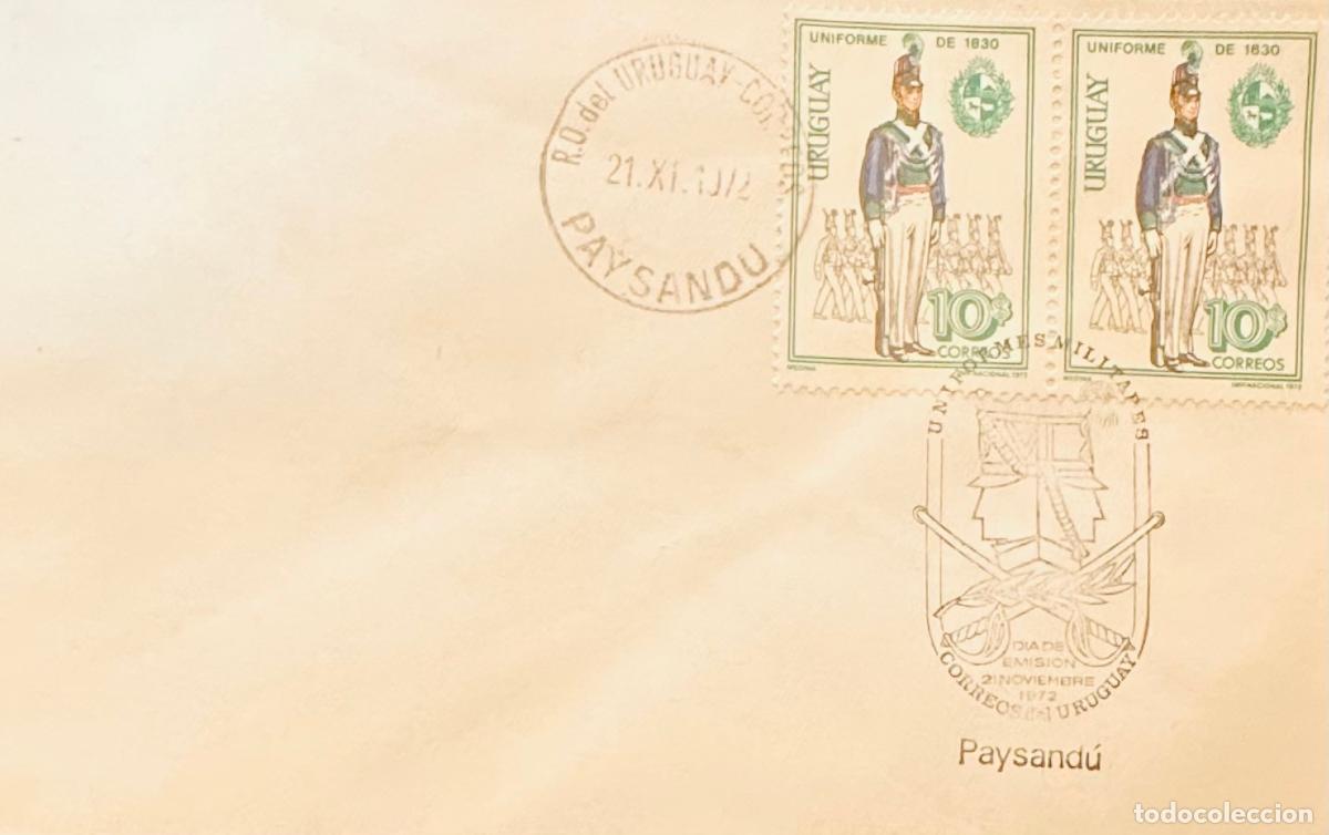 Timbres: CMI) 1972. URUGUAY. TWO-STAMP COMPENDIUM FEATURING MILITARY UNIFORMS ILLUSTRATIONS FROM UNIFORMES MI