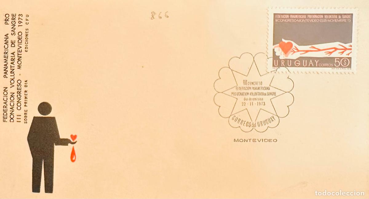 Stamps: CMI) 1973. URUGUAY. HEART FEATURING BRANCHES DESIGN FROM III CONGRESO FEDERACI&Oacute;N PANAMERICANA PRO DO