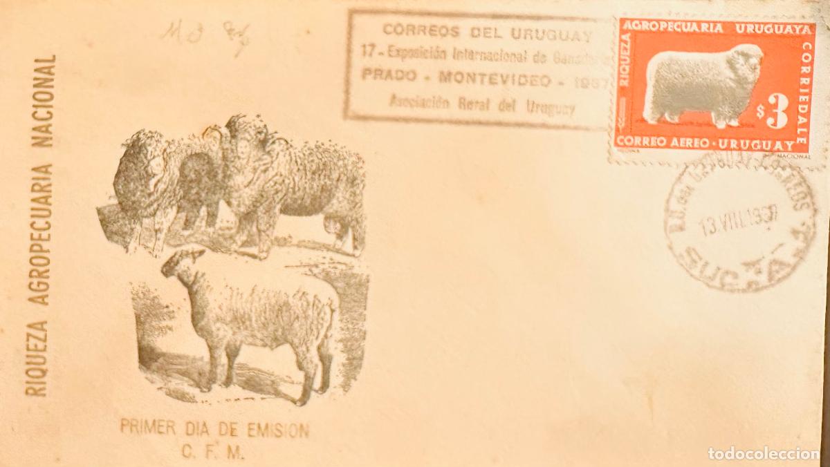 Stamps: CMI) 1997. URUGUAY. CORRIEDALE SHEEP LIVESTOCK ILLUSTRATION ON A 3 PESOS STAMP FROM RIQUEZA AGROPECU