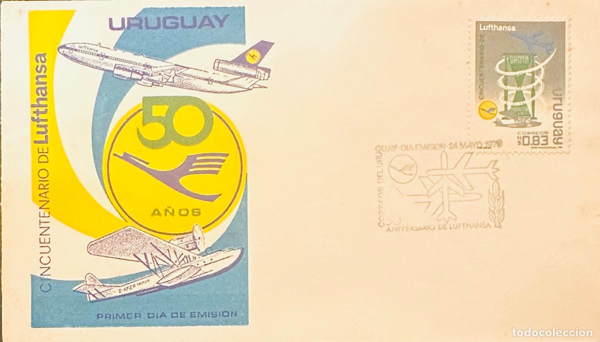 Sellos: CMI) 1976. URUGUAY. AIRCRAFTS ILLUSTRATION IN FULL FLIGHT FROM CINCUENTENARIO DE LUFTHANSA SERIES. F