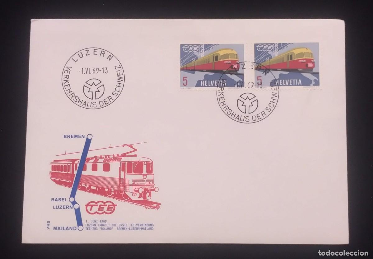 Sellos: TS) 1969 SWITZERLAND,FDC,INAUGURATION OF THE TEE TRAIN ROLAND BREMEN - LUCERNE - MILAN.