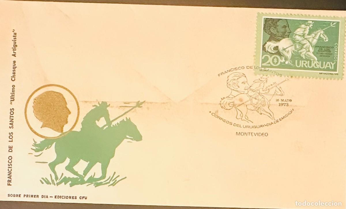 Sellos: &rdquo;CMI) 1973. URUGUAY. MILITARY RIDER PORTRAIT STAMP WITH FRANCISCO DE LOS SANTOS &rdquo;&rdquo;ULTIMO CHASQUE ART