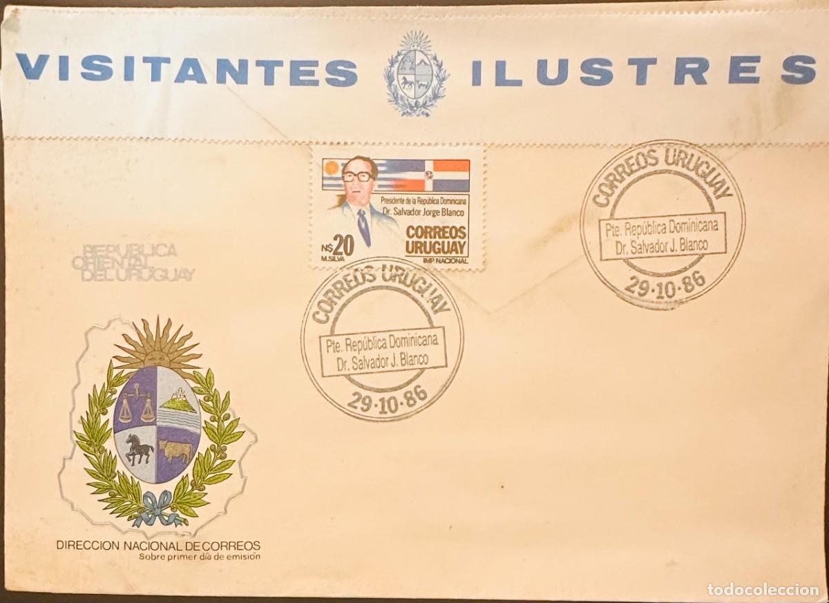 Sellos: CMI) 1986. URUGUAY. FRAMED COMMEMORATIVE PORTRAIT OF THE PRESIDENT OF THE DOMINICAN REPUBLIC DR. SAL