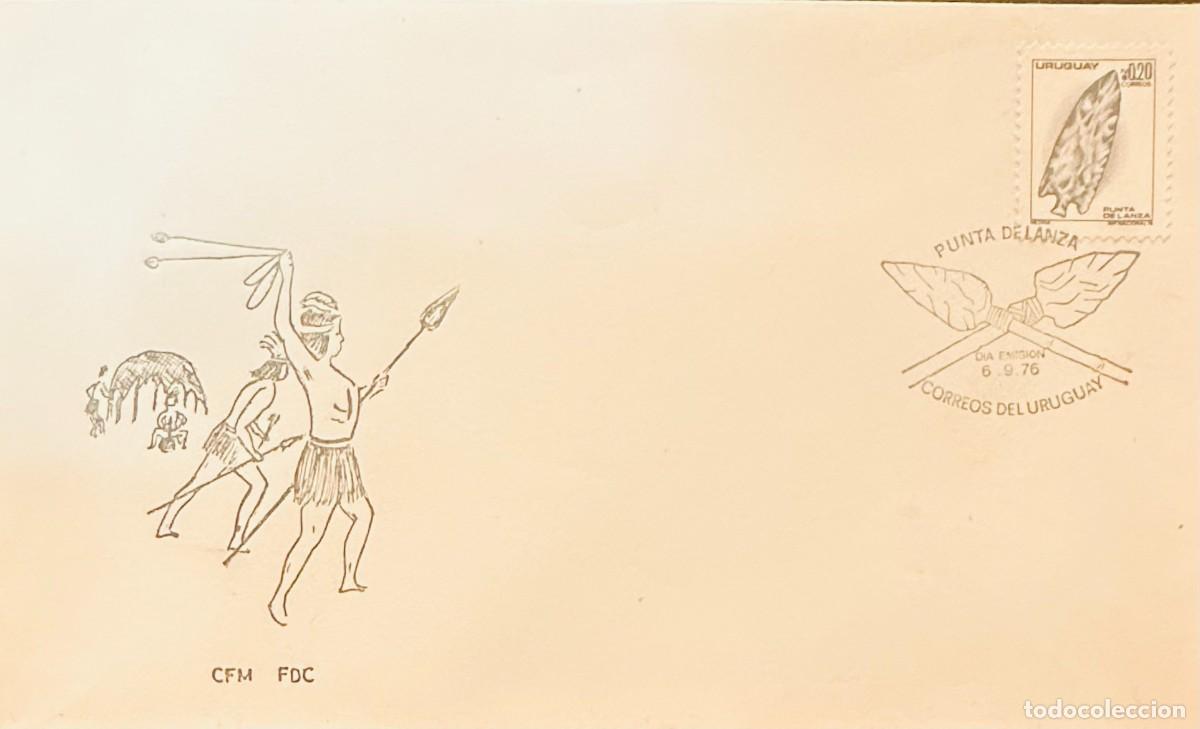 Sellos: CMI) 1976. URUGUAY. ARCHAEOLOGICAL SPEARHEAD COMPOSITION STAMP FROM PUNTA DE LANZA SERIES. FDC. DOME