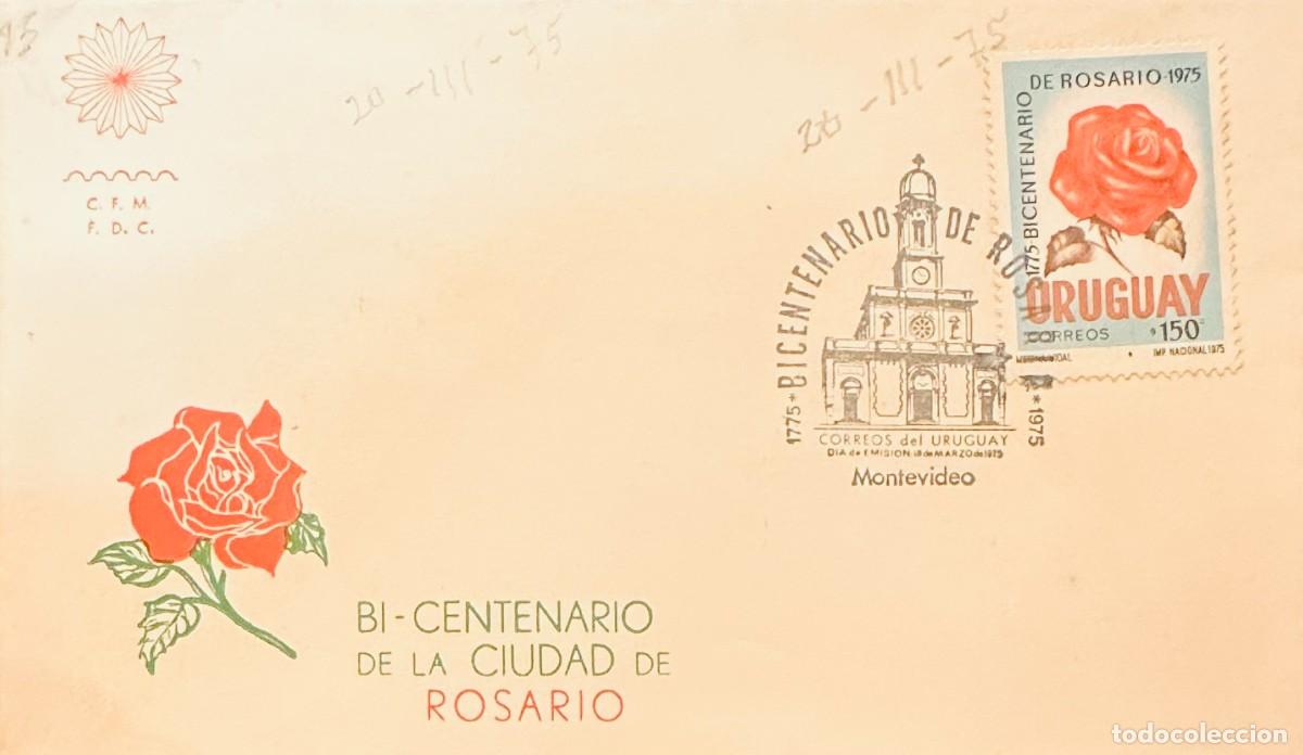 Sellos: CMI) 1975. URUGUAY. RED ROSE BOTANICAL ILLUSTRATION ON A 150 STAMP FROM 1775 BICENTENARIO DE ROSARIO