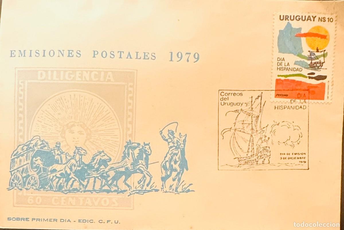 Sellos: CMI) 1979. URUGUAY. HISTORICAL SAILBOAT STAMP AT SEA FROM EMISIONES POSTALES 1979 DIA DE LA HISPANID