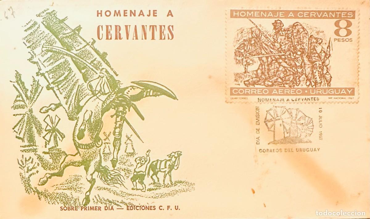 Sellos: CMI) 1967. URUGUAY. ARMED RIDER IN THE FIELD ILLUSTRATION STAMP WITH HOMENAJE A CERVANTES CAPTION. F
